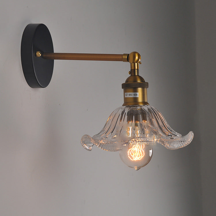 Retro Iron Glass Flower 1-Light Wall Sconce Lamp