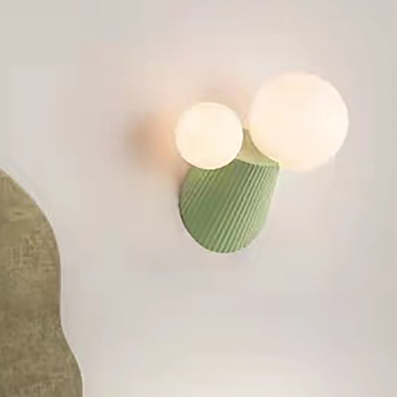 Round Table Orb Resin PE 2-Light Wall Sconce Lamp