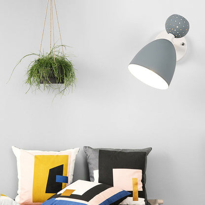 Scandinavian Wood Iron Round 1-Light Wall Sconce Lamp