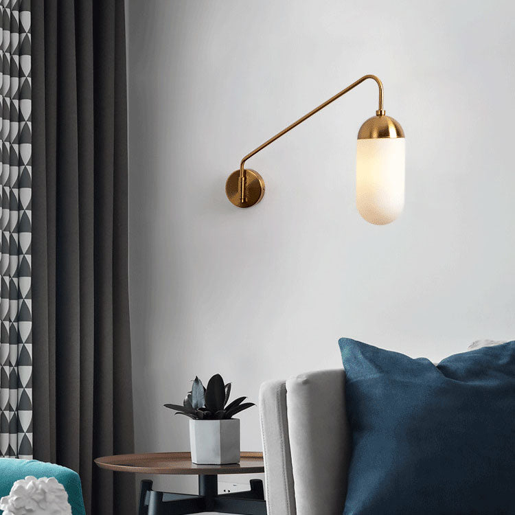Iron Column 1-Light Swing Arm Long Pole Wall Sconce Lamp