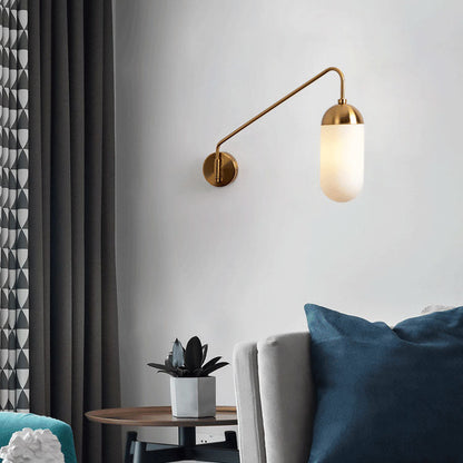 Iron Column 1-Light Swing Arm Long Pole Wall Sconce Lamp