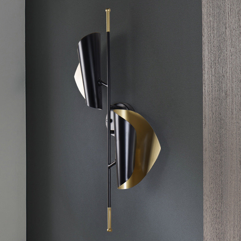 Modern Minimalist Long Leafy Iron 2-Light Wall Sconce Lamp