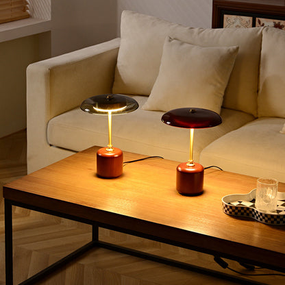 Contemporary Brass Wood Table Lamp