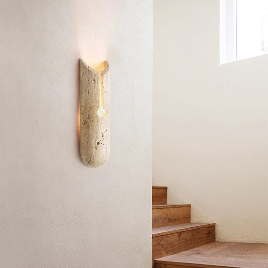 Japanese Travertine Half Oval 1-Light Wall Sconce Lamp