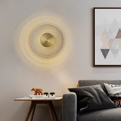 Full Copper Round Line Design LED Wall Sconce Lamp