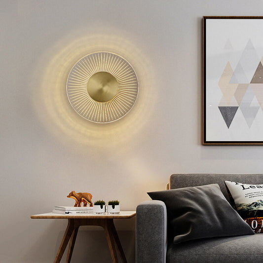 Full Copper Round Line Design LED Wall Sconce Lamp