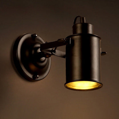 Traditional Vintage Cylinder Iron 1-Light Wall Sconce Lamp