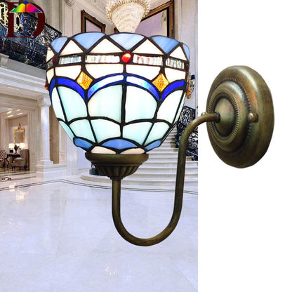 Tiffany Resin Glass Flower Shape 1-Light Wall Sconce Lamp