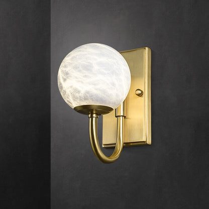 Chinese Marble Spherical Shade 1-Light Wall Sconce Lamp