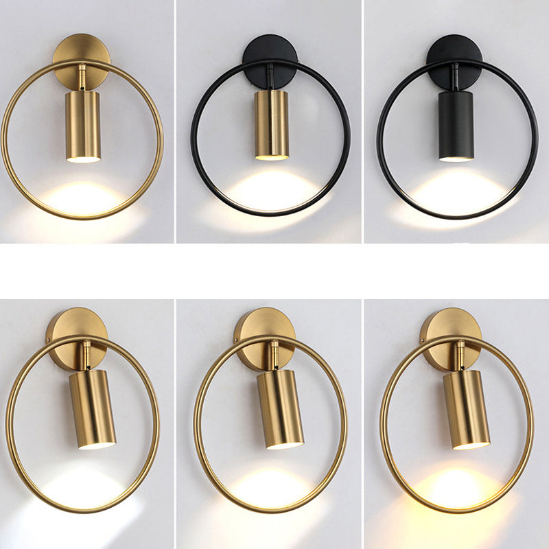 Simplicity Iron Circle Cylinder 1-Light Wall Sconce Lamp