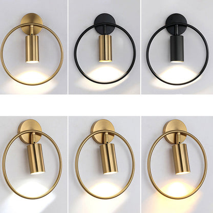 Simplicity Iron Circle Cylinder 1-Light Wall Sconce Lamp