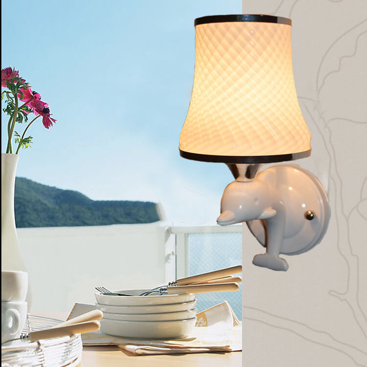 Glass Dolphin Decoration Design 1-Light Wall Sconce Lamp