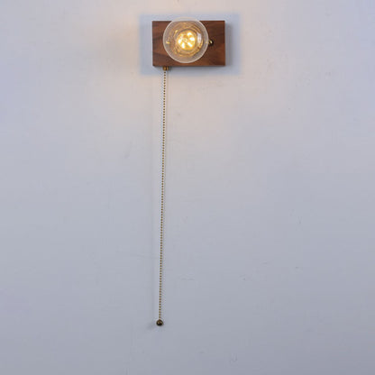 Traditional Rectangle Iron Wood 1-Light Wall Sconce Lamp