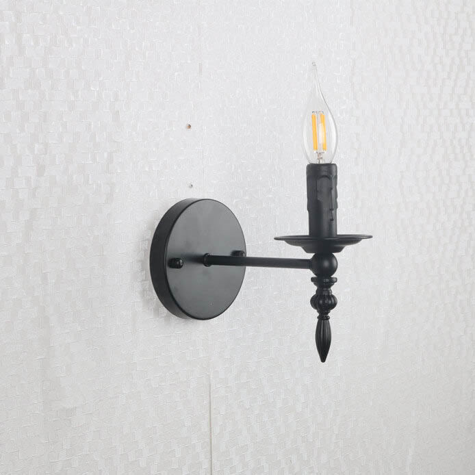 Industrial Minimalist Iron Candle 1-Light Wall Sconce Lamp