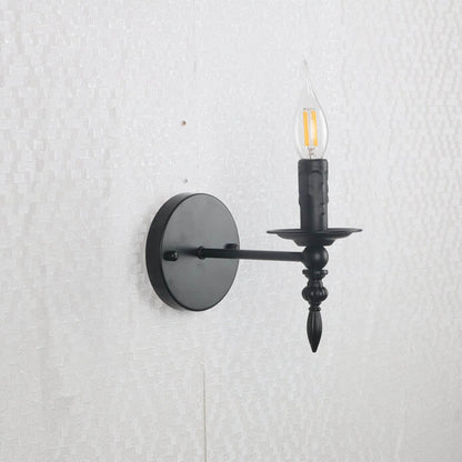 Industrial Minimalist Iron Candle 1-Light Wall Sconce Lamp