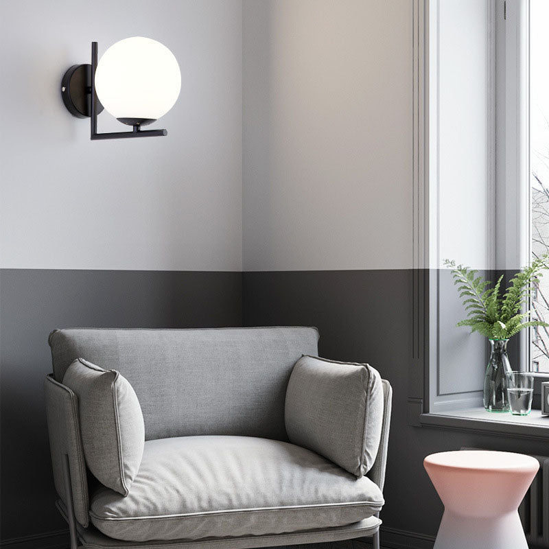 Nordic Metal Glass Ball 1-Light Wall Sconce Lamp
