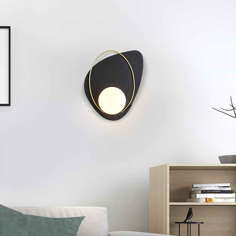 Deco Geometric Iron Round Shade 1-Light Wall Sconce Lamp