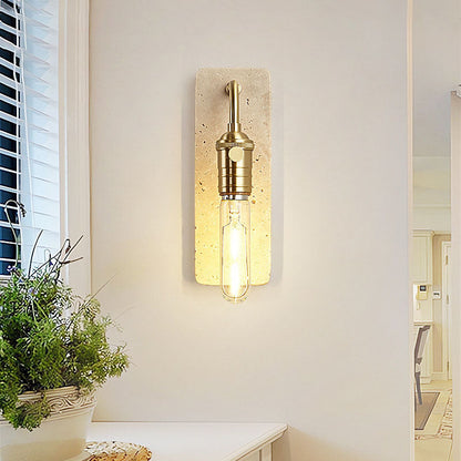 Retro Travertine Brass Round 1-Light Wall Sconce Lamp