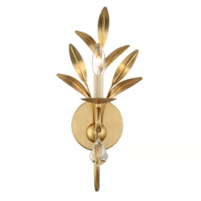 European Light Luxury Leaf Iron 1-Light Wall Sconce Lamp