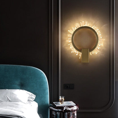 Stainless Crystal Sunflower Design LED Wall Sconce Lamp