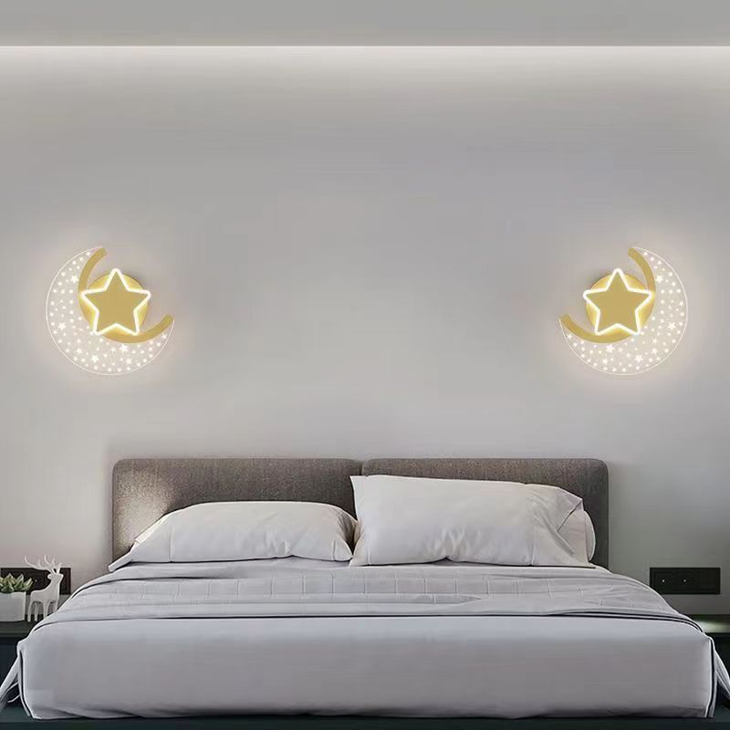 Simplicity Aluminum Acrylic Moon Star LED Wall Sconce Lamp