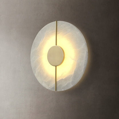 Traditional Copper Marble Oval Shade LED Wall Sconce Lamp