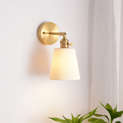 Scandinavian Stripe Ceramic Brass 1-Light Wall Sconce Lamp