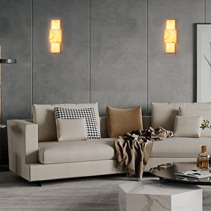 Minimalist Rectangular Metal Marble LED Wall Sconce Lamp