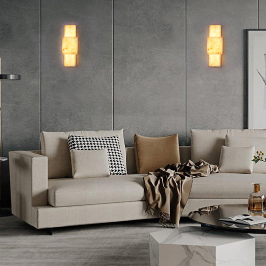 Minimalist Rectangular Metal Marble LED Wall Sconce Lamp