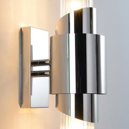 Stainless Steel Glass Column 2-Light Wall Sconce Lamp