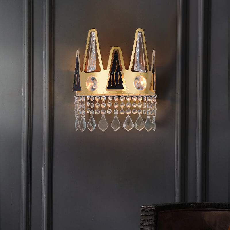 Light Shape Crystal Wrought Iron 1-Light Wall Sconce Lamp