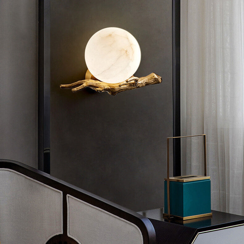 Luxury Brass Lucite Tree Branch 1-Light Wall Sconce Lamp