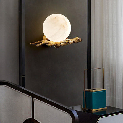 Luxury Brass Lucite Tree Branch 1-Light Wall Sconce Lamp