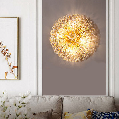 Luxury Crystal Dandelion Aluminum 4-Light Wall Sconce Lamp