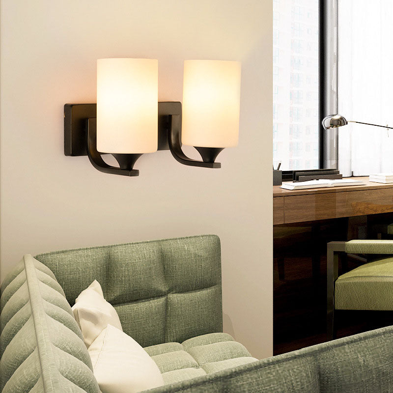 Simplicity Cylinder Iron Glass 1/2 Light Wall Sconce Lamp