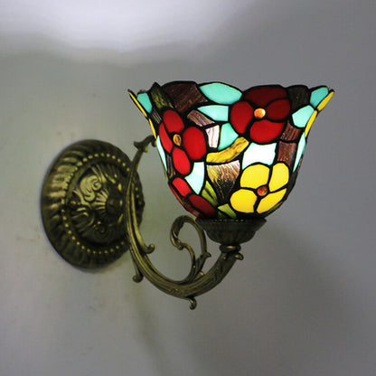 Tiffany Stained Glass Zinc Alloy 1-Light Wall Sconce Lamp