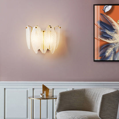 Creative Feather Iron Glass 1-Light Wall Sconce Lamp