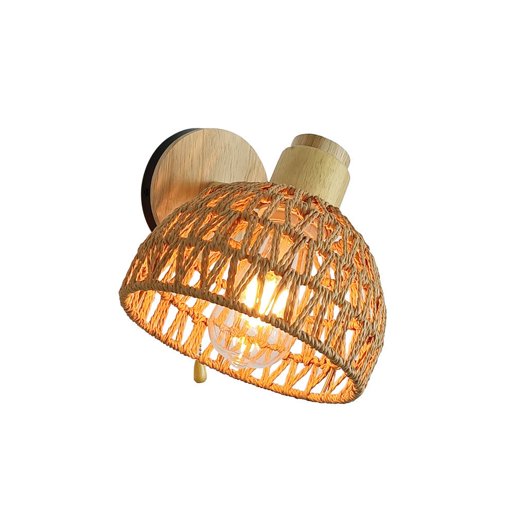 Farmhouse Weaving Hollow Out Dome 1-Light Wall Sconce Lamp