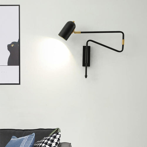 Contemporary Nordic Iron Cylinder Long Pole Swing Arm Wall Sconce Lamp for Bedroom