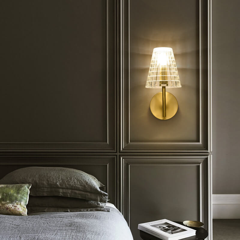 Luxury Round Textured Glass Copper 1-Light Wall Sconce Lamp