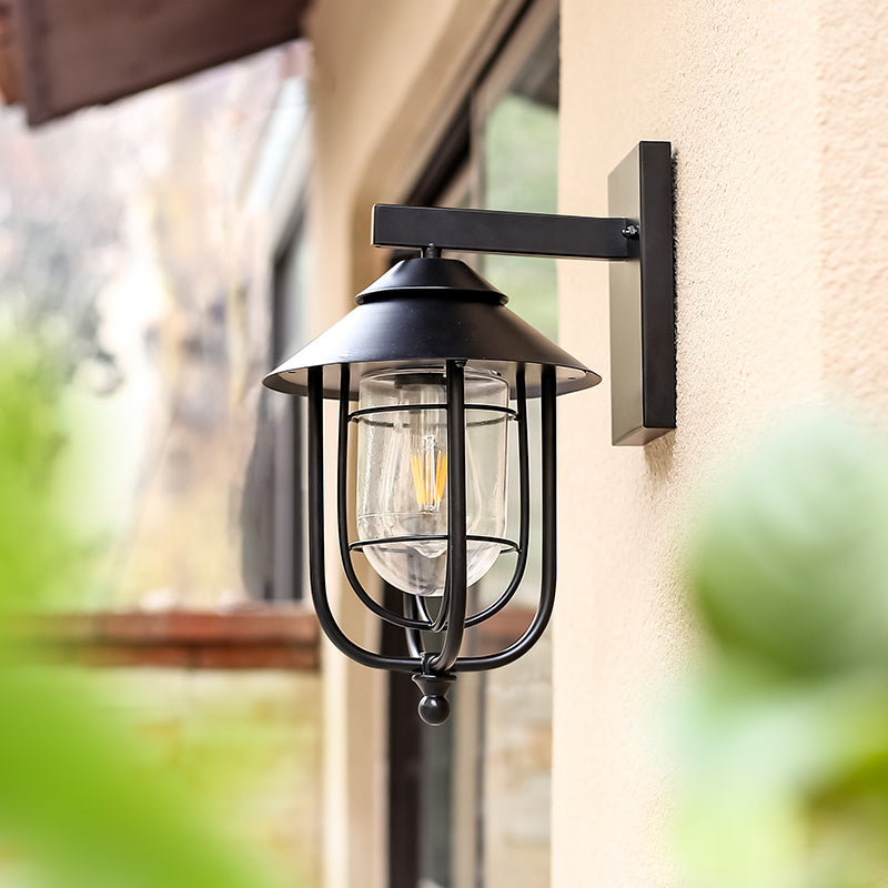 Industrial Bird Cage Iron Glass 1-Light Wall Sconce Lamp