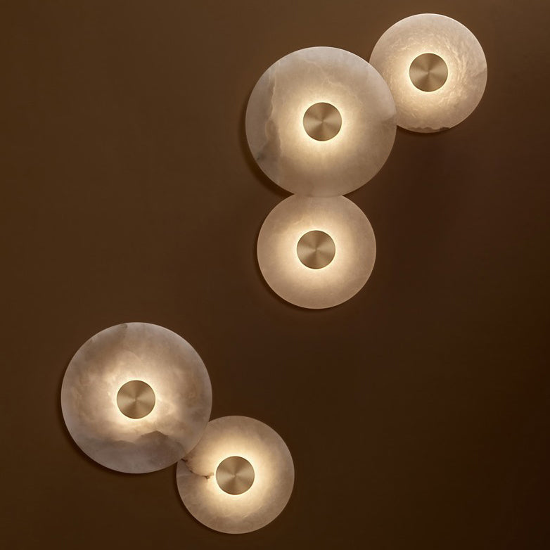 Modern Minimalist Round Iron Marble LED Wall Sconce Lamp