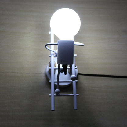 Little People Climbing Stairs Iron 1-Light Wall Sconce Lamp