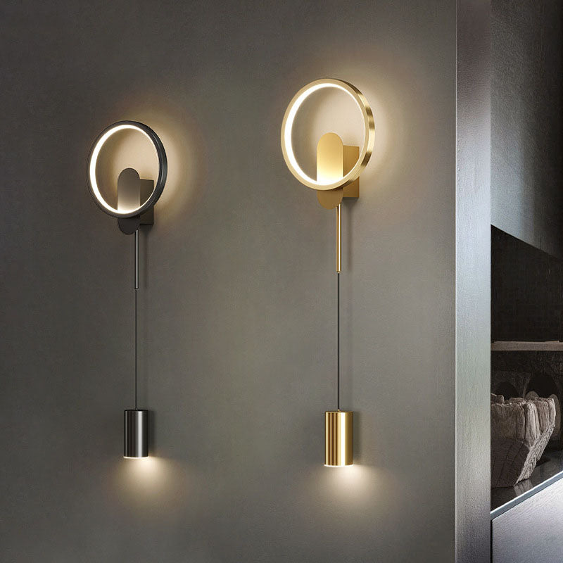 Luxury Wrought Iron Acrylic Cylinder LED Wall Sconce Lamp