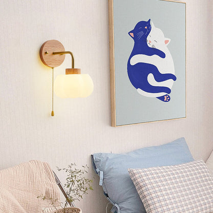 Japanese Clouds Solid Wood Iron PE 1-Light Wall Sconce Lamp