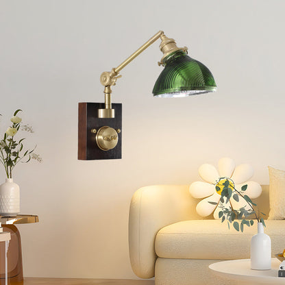 Half Round Glass Copper 1-Light Wall Sconce Lamp