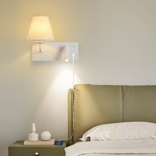 Simplicity Aluminum Fabric Cone 1-Light Wall Sconce Lamp