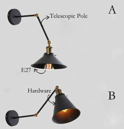 Wrought Rocker Telescopic Folding 1-Light Wall Sconce Lamp
