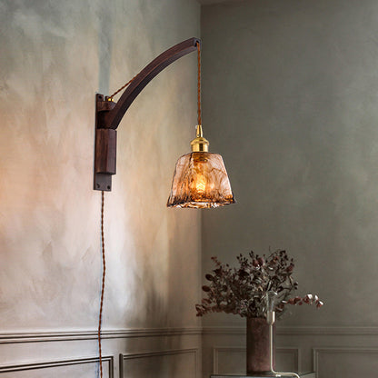 Japanese Glass Ceramic Conic Prism 1-Light Wall Sconce Lamp
