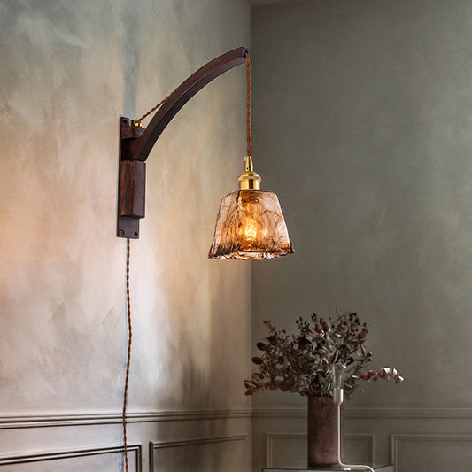 Japanese Glass Ceramic Conic Prism 1-Light Wall Sconce Lamp